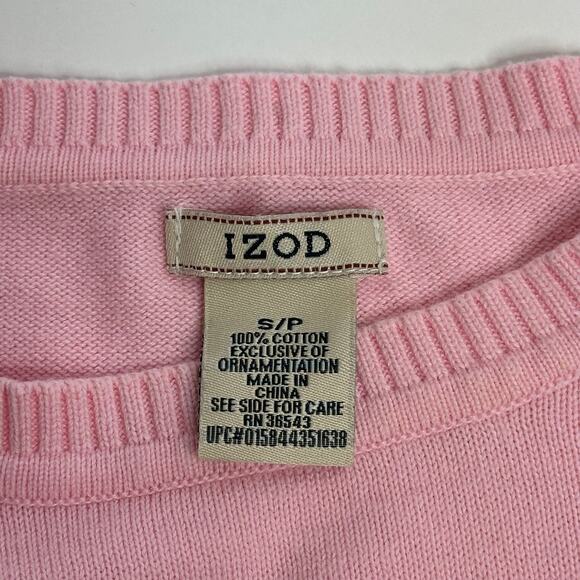 IZOD Pink/White/Gray Argyle Sweater Womens Size Small S Y2K 2000s 100% Cotton - Picture 7 of 11